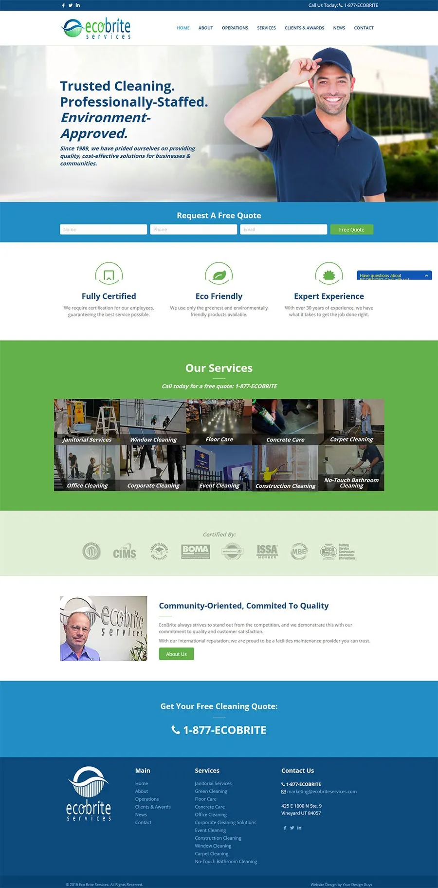EcoBrite website homepage, portfolio screenshot